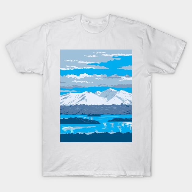 Chigmit Mountains in Lake Clark National Park in Alaska WPA Poster Art T-Shirt by retrovectors